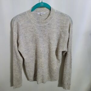 Madewell Heather Oatmeal Alpaca & Polyamide Blend Sweater, Size XS